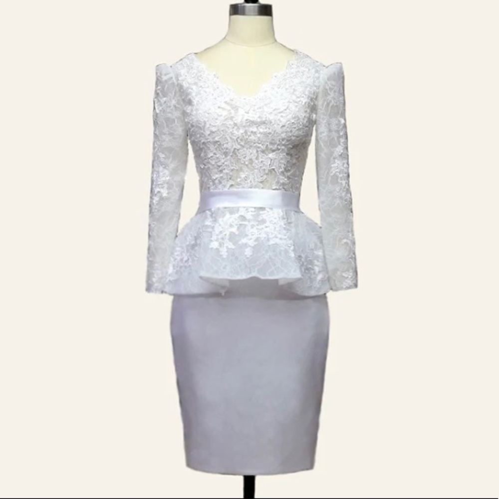 White lace peplum dress